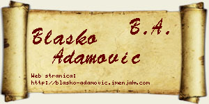 Blaško Adamović vizit kartica